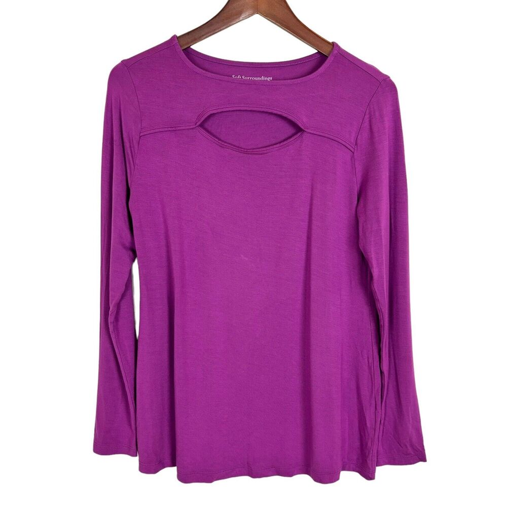 Soft Surroundings Purple Beckett Keyhole Top Women's Small